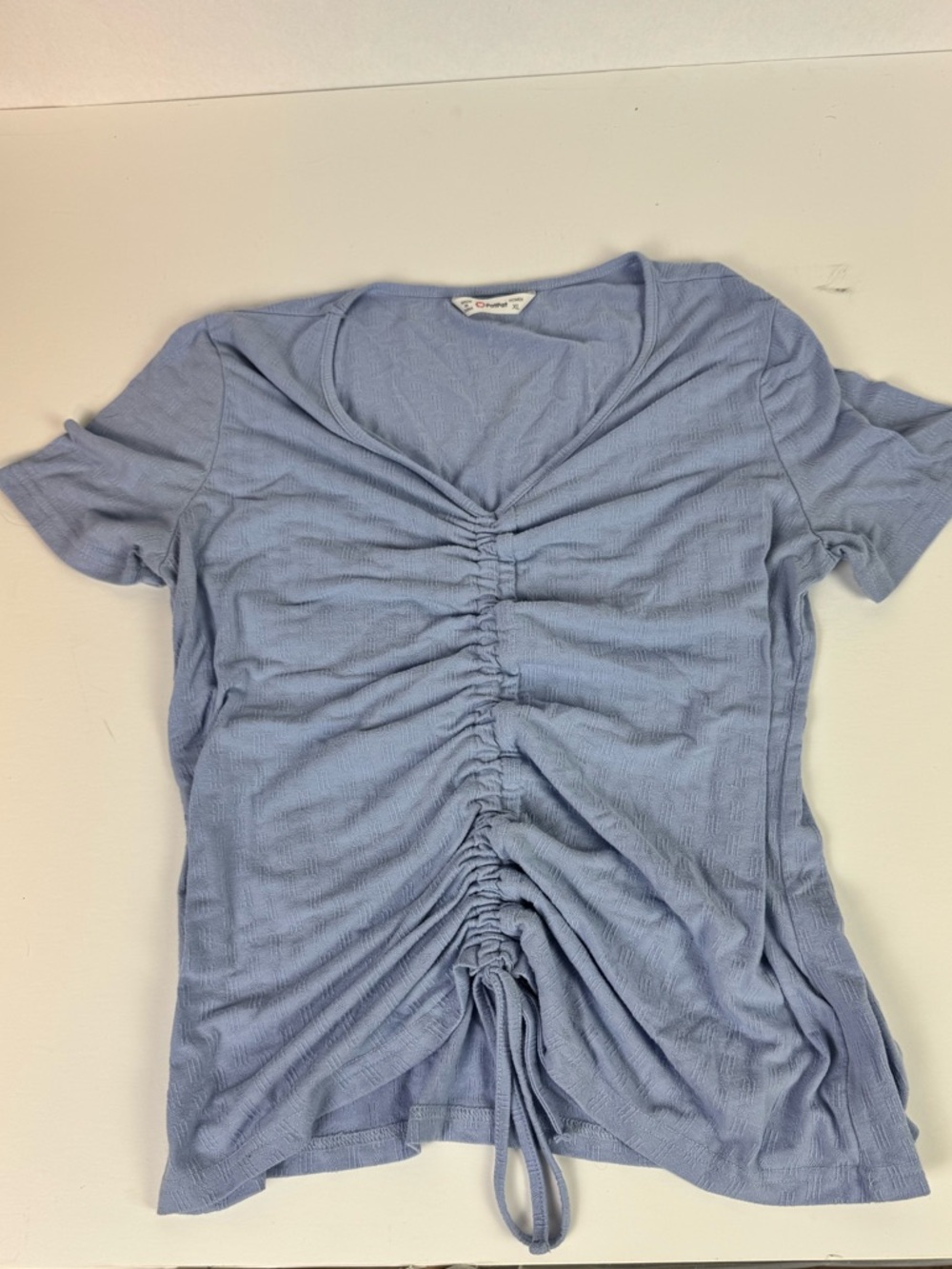 PatPat Light Blue Ruched Drawstring Short Sleeve Top - Picture 2 of 6